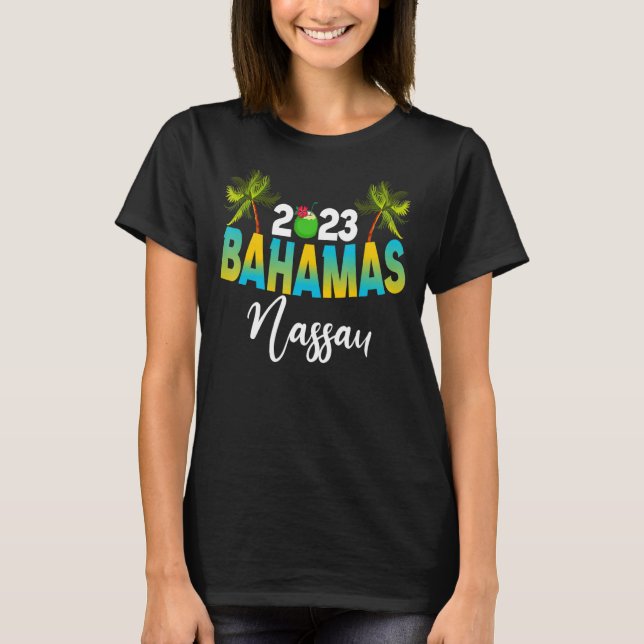 Camiseta Nassau Bahamas Beach Palm Trees Sunset Vacation (Anverso)