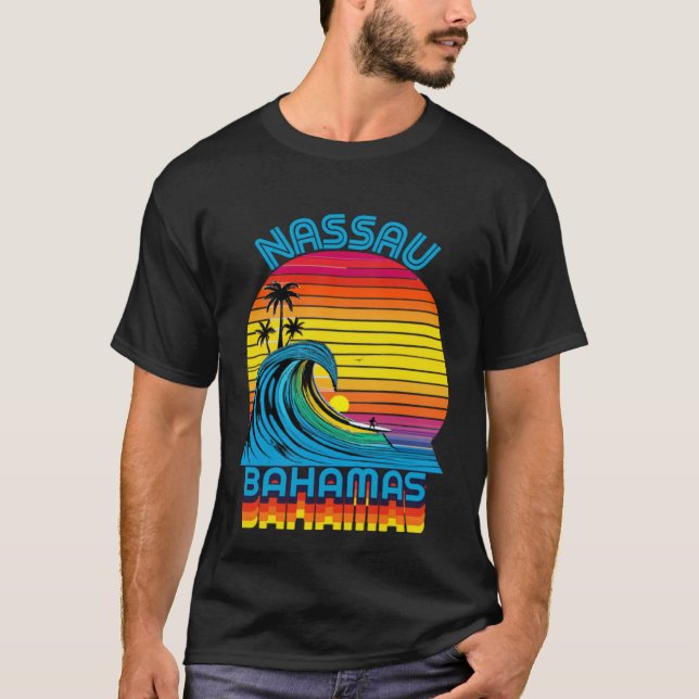 Camiseta Nassau Bahamas Retro Throwback Surf & Beach Souven (Anverso)
