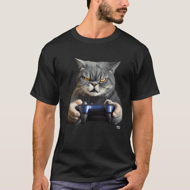Camiseta Nasty Gaming Cat With An Evil Look. Gamer (Anverso)