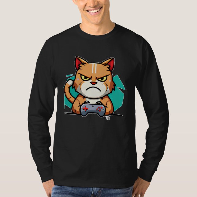 Camiseta Nasty Gaming Cat With An Evil Look Gamer  1 (Anverso)