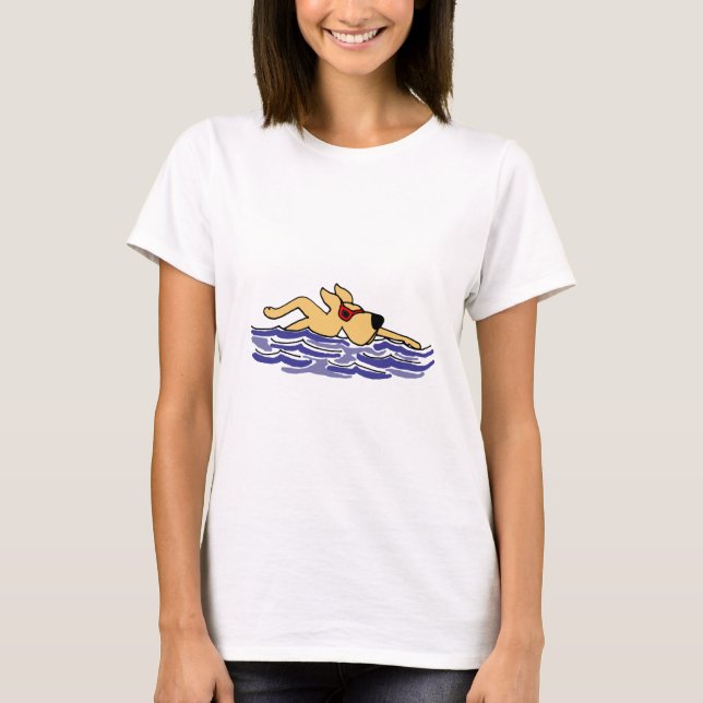 Camiseta Natación amarilla divertida de Labrador (Anverso)