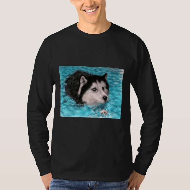 Camiseta Natación Cute Husky Malamute Perro lana Art Scoop (Anverso)