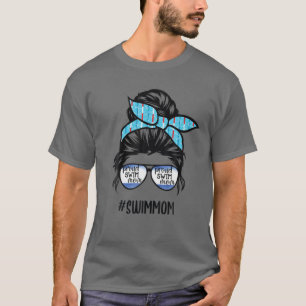 Camiseta Natación Vida Natación Mamá Messy Bun Hair Nata
