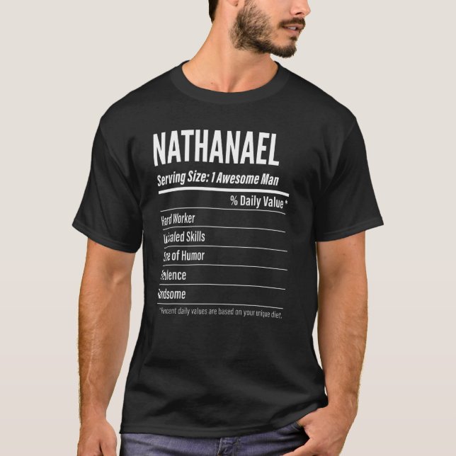 Camiseta Nathanael Serving Size Nutrition Label Calories (Anverso)