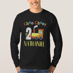 Camiseta Nathaniel Choo Choo Dos Tren Segundo Cumpleaños Tu