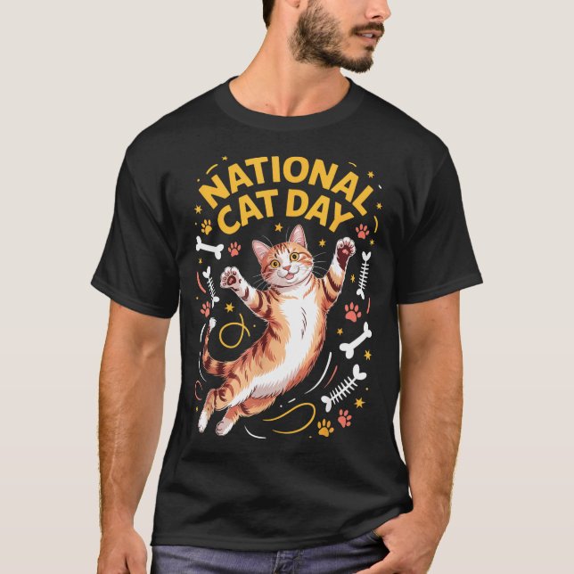 Camiseta National Cat Day Cute Tabby Kitty Celebration Happ (Anverso)