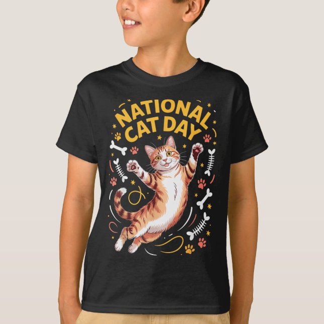 Camiseta National Cat Day Cute Tabby Kitty Celebration Happ (Anverso)