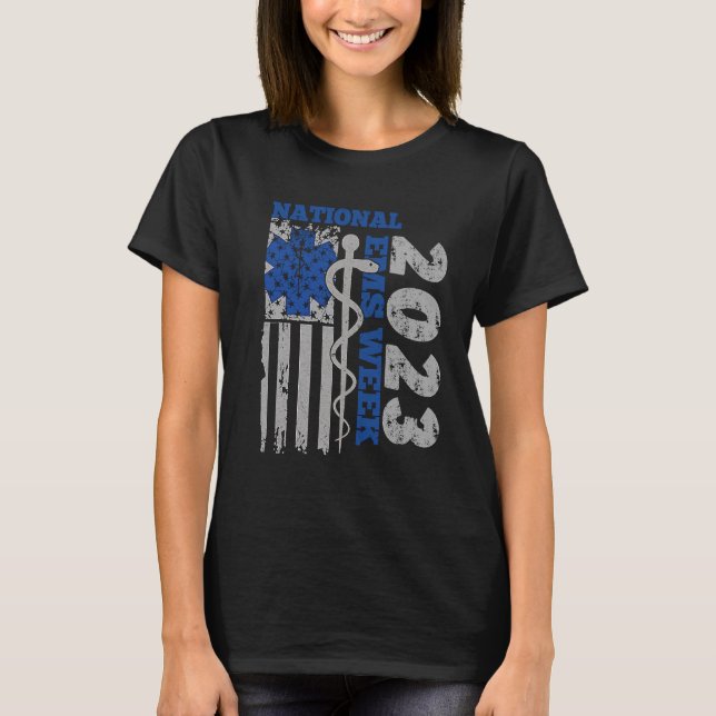 Camiseta National EMS Week 2023 Bandera de Estados Unidos E (Anverso)