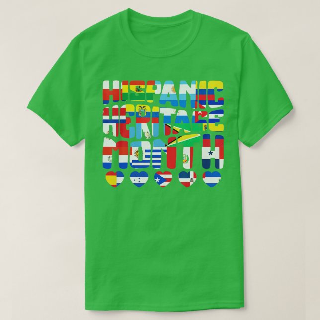 Camiseta National Hispanic Heritage Month Latino Flags Coun (Diseño del anverso)