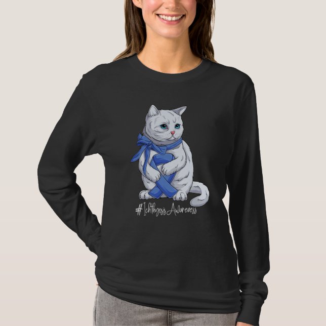 Camiseta National Ichthyosis Awareness Month Blue Ribbon Cu (Anverso)