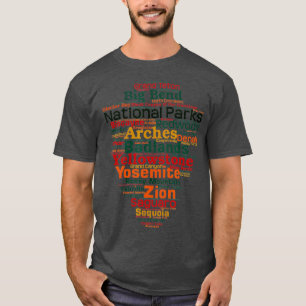 Camiseta National Parks Word List Cloud Camping Hiking Men