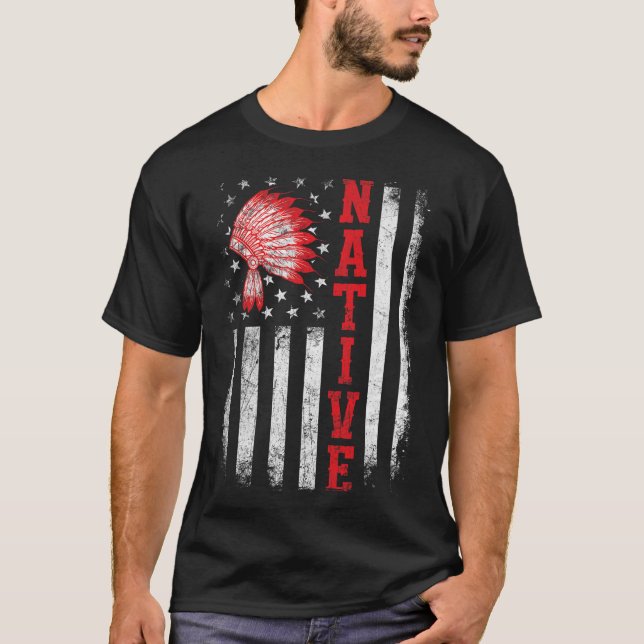 Camiseta Native - American Day Usa Flag Cherokee Indigenous (Anverso)