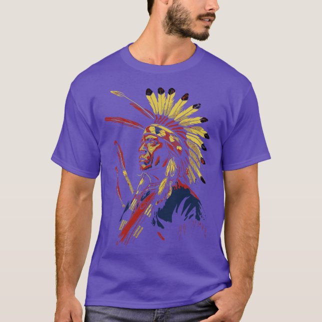 Camiseta Native American Indian Chief Headdress Warrior (Anverso)