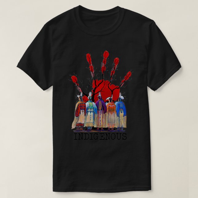 Camiseta Native American Indigenous Red Hand Women Gifts  (Diseño del anverso)