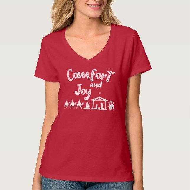 Camiseta Natividad cristiana del navidad de la comodidad y (Anverso)
