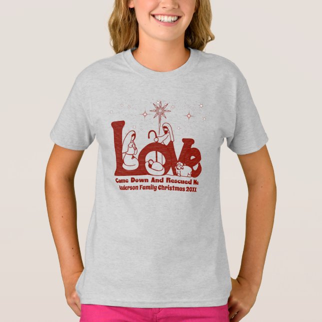 Camiseta Natividad de las familias cristianas personalizada (Anverso)
