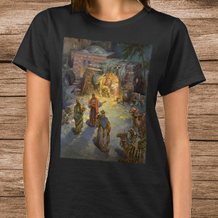 Camiseta Natividad navideña vintage con Magi visitante