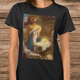 Camiseta Natividad navideña vintage, Mary Joseph Baby Jesus