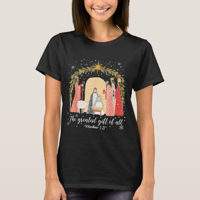 Camiseta Nativity Christmas Baby Jesus Christian Greatest O (Anverso)