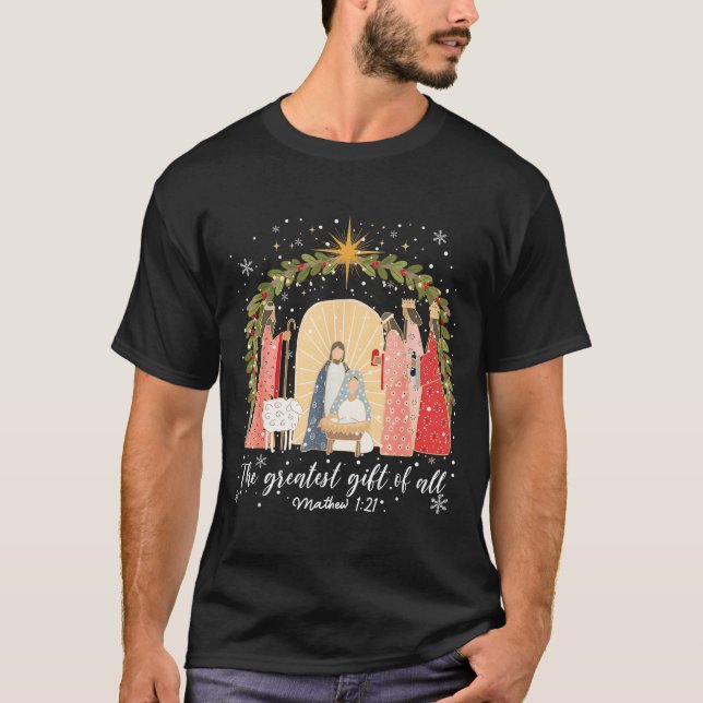Camiseta Nativity Christmas Baby Jesus Christian Greatest O (Anverso)