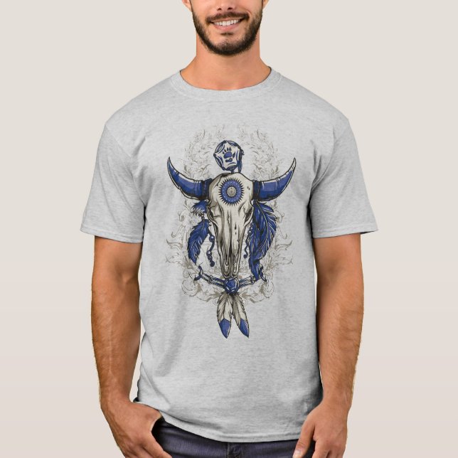 Camiseta Nativo americano BuLL SKULL (Anverso)