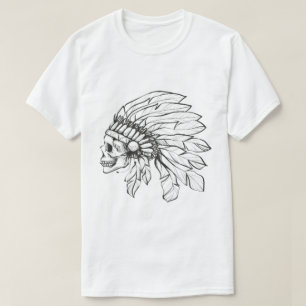 Camiseta Nativo americano con plumas en la cabeza Doodle i