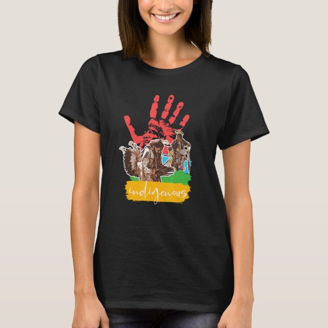 Camiseta Nativo Americano Indígena Red Hand Indian BloBlood (Anverso)