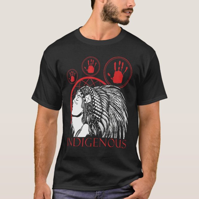 Camiseta Nativo Americano Indígena Red Hand Indian BloBlood (Anverso)
