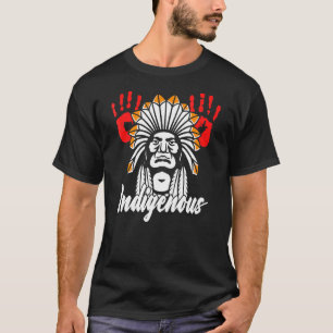 Camiseta Nativo Americano Indígena Red Hand Indian BloBlood