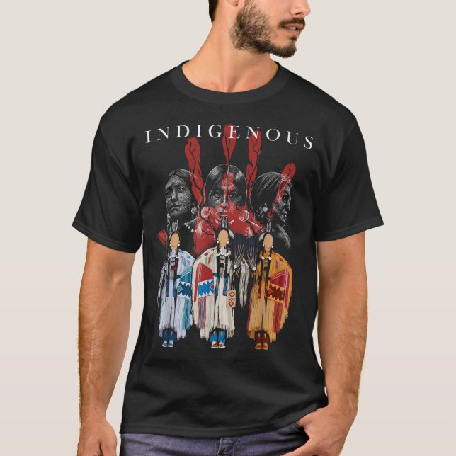 Camiseta Nativo Americano Indígena Red Hand Indian BloBlood (Anverso)