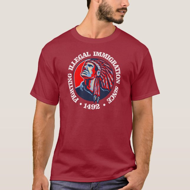 Camiseta Nativo Americano (Inmigración Ilegal) (Anverso)
