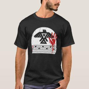 Camiseta Nativo Americano Para Hombres Mujeres Mano Roja Th
