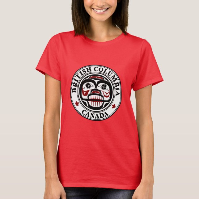 Camiseta Nativo americano Red Black Haida Calavera llorosa (Anverso)