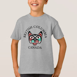 Camiseta Nativo Americano Rojo Negro Verde Haida Arte Kitty