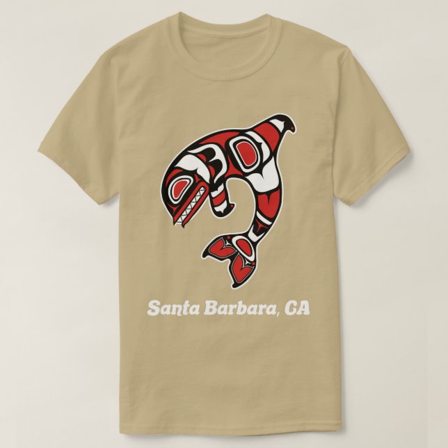 Camiseta Nativo americano Santa Barbara CA Tribal Orca Kill (Diseño del anverso)