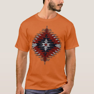 Camiseta Nativo Americano Southwest Style RedBlack Sunburst