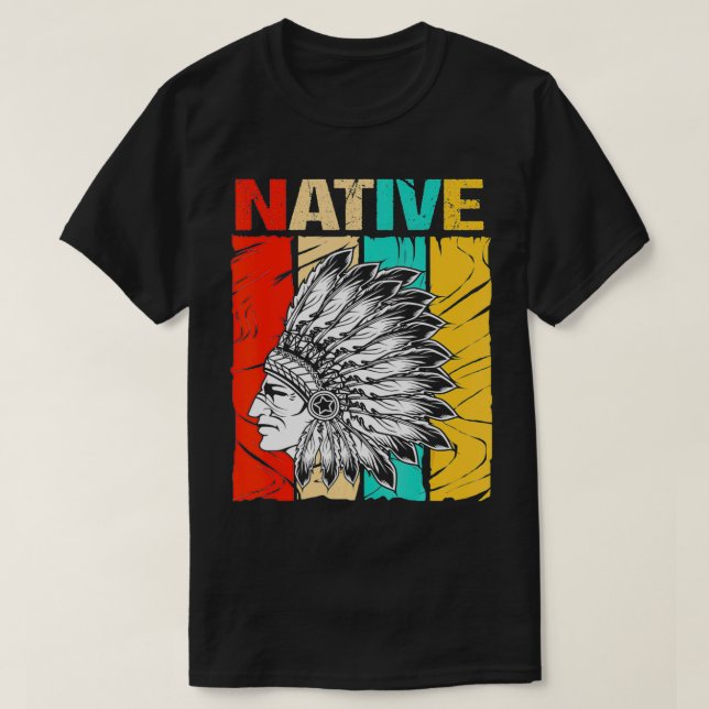 Camiseta Nativo Americano Vintage Para Hombres (Diseño del anverso)