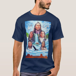 Camiseta Nativos americanos jefes indios hombres marina azu