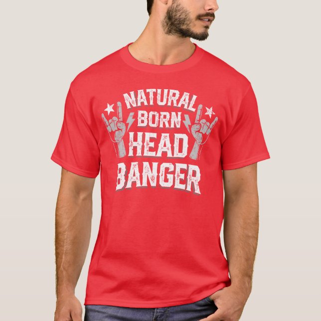 Camiseta Natural born Headbanger Devil horns Heavy Metal gi (Anverso)