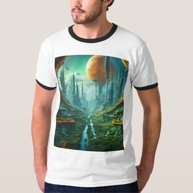 Camiseta Naturaleza alienígena y arte de ciencia ficción fu (Anverso)