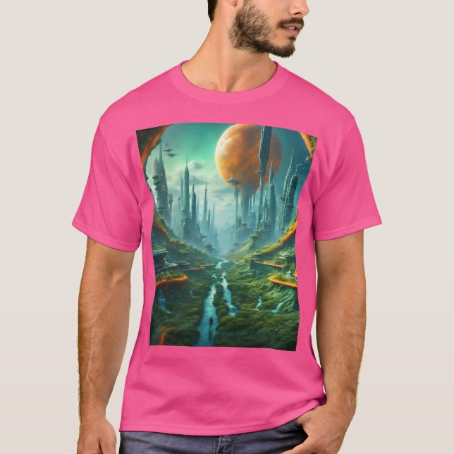 Camiseta Naturaleza alienígena y arte de ciencia ficción fu (Anverso)