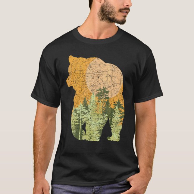 Camiseta Naturaleza animal del bosque de oso marrón al aire (Anverso)