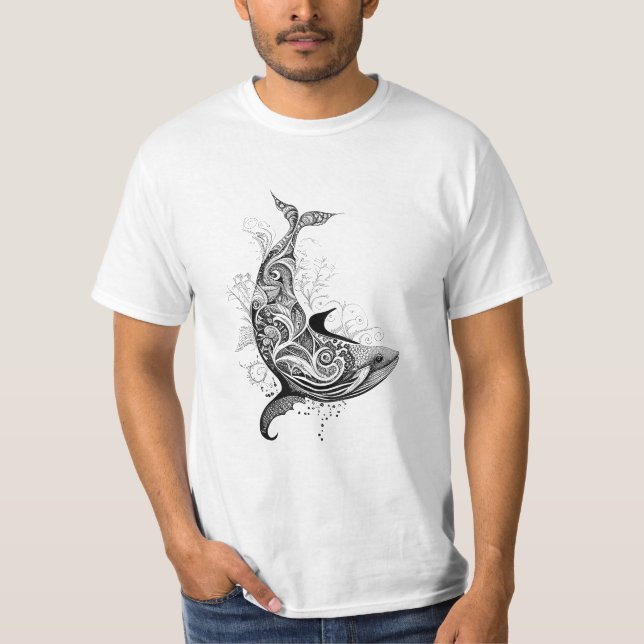 Camiseta Naturaleza animal salvaje ballena Ilustracion arte (Anverso)