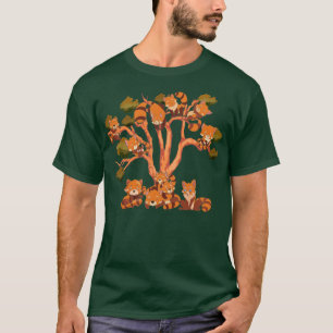 Camiseta Naturaleza arbolada animal chino dulce panda rojo