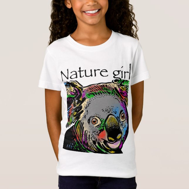Camiseta Naturaleza chica koala, animal arco iris (Anverso)