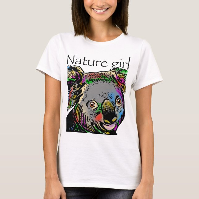 Camiseta Naturaleza chica koala animales arco iris (Anverso)