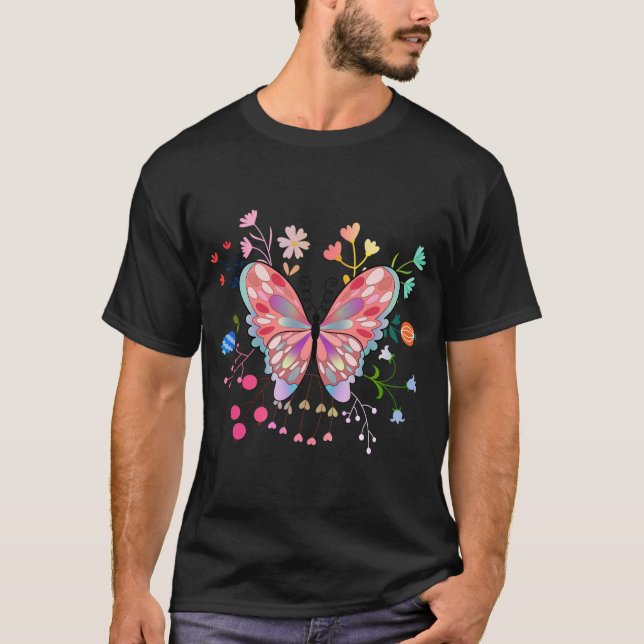 Camiseta Naturaleza colorida de los insectos de mariposa (Anverso)