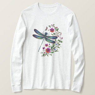 Camiseta Naturaleza Colorida Libélula Vibrante Arte Floral