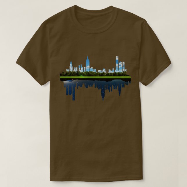 Camiseta naturaleza de día y noche ciudad urbana (Diseño del anverso)