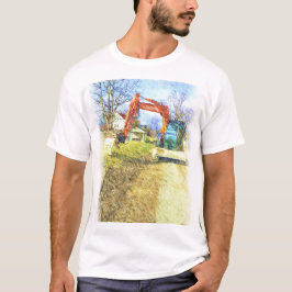 Camiseta naturaleza de excavadora y una casa